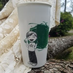 Starbucks porcelain mug with lid